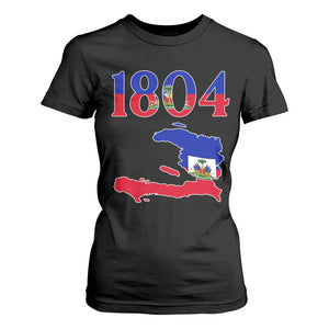 1804 Haiti Map and Flag T Shirt For Women Haitian Heritage Pride Graphic TS02 Black Print Your Wear