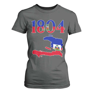 1804 Haiti Map and Flag T Shirt For Women Haitian Heritage Pride Graphic TS02 Dark Heather Print Your Wear