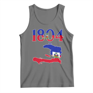 1804 Haiti Map and Flag Tank Top Haitian Heritage Pride Graphic TS02 Black Heather Print Your Wear