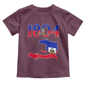 1804 Haiti Map and Flag Toddler T Shirt Haitian Heritage Pride Graphic TS02 Maroon Print Your Wear
