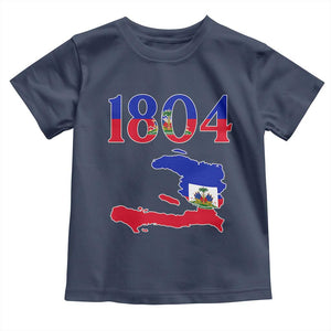 1804 Haiti Map and Flag Toddler T Shirt Haitian Heritage Pride Graphic TS02 Navy Print Your Wear