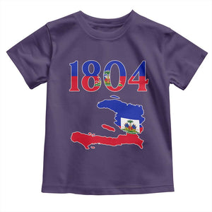 1804 Haiti Map and Flag Toddler T Shirt Haitian Heritage Pride Graphic TS02 Purple Print Your Wear