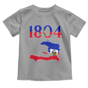 1804 Haiti Map and Flag Toddler T Shirt Haitian Heritage Pride Graphic TS02 Sport Gray Print Your Wear