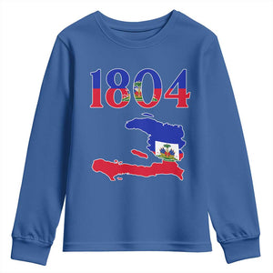 1804 Haiti Map and Flag Youth Sweatshirt Haitian Heritage Pride Graphic TS02 Royal Blue Print Your Wear