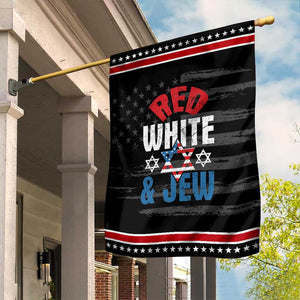 Red White and Jew Garden Flag Funny Jewish Patriotic 4th of July Star Of David TS02 Distressed Black Red Print Your Wear