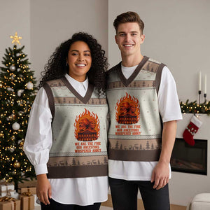 Harriet Tubman and Frederick Douglass V-Neck Knit Sweater Vest We Are the Fire Our Ancestors Whispered About Juneteenth 1865 TS02 Mocha Mousse Print Your Wear