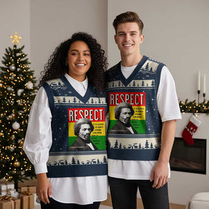 Respect Frederick Douglass V-Neck Knit Sweater Vest It Is Easier To Build Strong Children Empowerment TS02 Navy Beige Print Your Wear