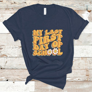 Senior 2024 T Shirt My Last First Day Of School Senior Class Of 2024 High School Groovy TS02 Navy Printyourwear