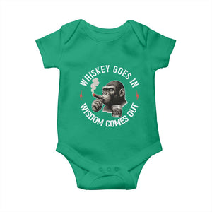 Funny Gorilla Whiskey Goes In Wisdom Comes Out Baby Onesie Cigarette and Drinking Addict Humor TS02 Irish Green Print Your Wear