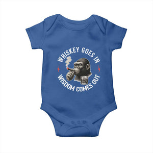 Funny Gorilla Whiskey Goes In Wisdom Comes Out Baby Onesie Cigarette and Drinking Addict Humor TS02 Royal Blue Print Your Wear