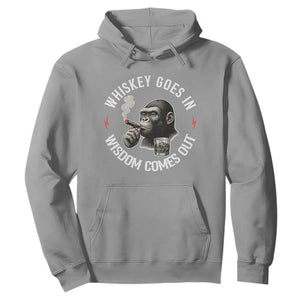 Funny Gorilla Whiskey Goes In Wisdom Comes Out Hoodie Cigarette and Drinking Addict Humor TS02 Sport Gray Print Your Wear