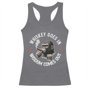 Funny Gorilla Whiskey Goes In Wisdom Comes Out Racerback Tank Top Cigarette and Drinking Addict Humor TS02 Charcoal Print Your Wear