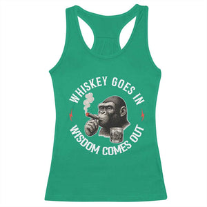 Funny Gorilla Whiskey Goes In Wisdom Comes Out Racerback Tank Top Cigarette and Drinking Addict Humor TS02 Irish Green Print Your Wear