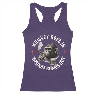 Funny Gorilla Whiskey Goes In Wisdom Comes Out Racerback Tank Top Cigarette and Drinking Addict Humor TS02 Purple Print Your Wear