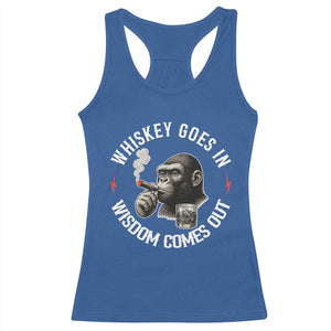 Funny Gorilla Whiskey Goes In Wisdom Comes Out Racerback Tank Top Cigarette and Drinking Addict Humor TS02 Royal Blue Print Your Wear