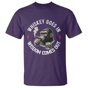 Funny Gorilla Whiskey Goes In Wisdom Comes Out T Shirt Cigarette and Drinking Addict Humor TS02 Purple Print Your Wear