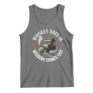 Funny Gorilla Whiskey Goes In Wisdom Comes Out Tank Top Cigarette and Drinking Addict Humor TS02 Black Heather Print Your Wear
