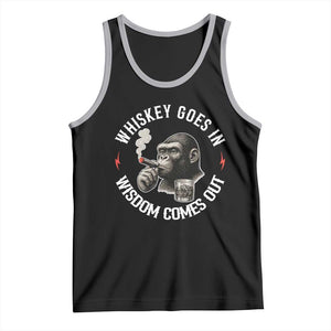 Funny Gorilla Whiskey Goes In Wisdom Comes Out Tank Top Cigarette and Drinking Addict Humor TS02 Black Athletic Heather Print Your Wear