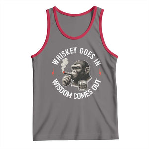 Funny Gorilla Whiskey Goes In Wisdom Comes Out Tank Top Cigarette and Drinking Addict Humor TS02 Deep Heather Red Print Your Wear