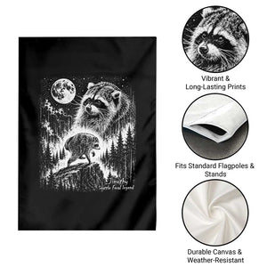 Jimothy Three Raccoon Moon Parody Wildlife Graphic Garden Flag Vintage Seattle Feral Legend Trash Panda Meme