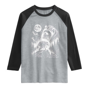 Jimothy Three Raccoon Moon Parody Wildlife Graphic Raglan Shirt Vintage Seattle Feral Legend Trash Panda Meme