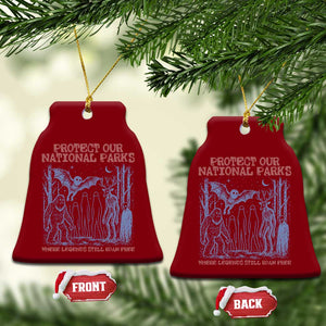 Protect Our National Parks Funny Cryptid Society Vintage Graphic Ceramic Ornament Bigfoot Mothman Wendigo Where Legends Still Roam Free