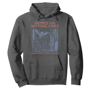 Protect Our National Parks Funny Cryptid Society Vintage Graphic Hoodie Bigfoot Mothman Wendigo Where Legends Still Roam Free