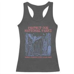 Protect Our National Parks Funny Cryptid Society Vintage Graphic Racerback Tank Top Bigfoot Mothman Wendigo Where Legends Still Roam Free