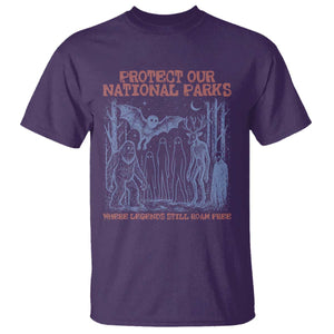Protect Our National Parks Funny Cryptid Society Vintage Graphic T Shirt Bigfoot Mothman Wendigo Where Legends Still Roam Free