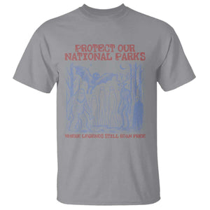 Protect Our National Parks Funny Cryptid Society Vintage Graphic T Shirt Bigfoot Mothman Wendigo Where Legends Still Roam Free