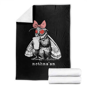 Mothma'am Pink Bow Cryptid Spooky Throw Blanket Funny Cute Coquette Mothman Legend Graphic