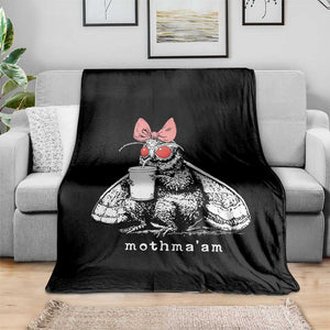 Mothma'am Pink Bow Cryptid Spooky Throw Blanket Funny Cute Coquette Mothman Legend Graphic