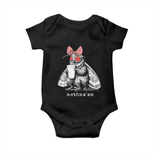 Mothma'am Pink Bow Cryptid Spooky Baby Onesie Funny Cute Coquette Mothman Legend Graphic