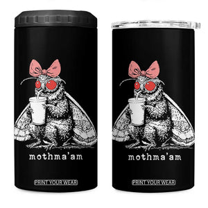 Mothma'am Pink Bow Cryptid Spooky 4 in 1 Can Cooler Tumbler Funny Cute Coquette Mothman Legend Graphic