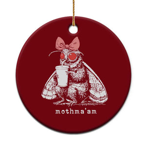 Mothma'am Pink Bow Cryptid Spooky Ceramic Ornament Funny Cute Coquette Mothman Legend Graphic