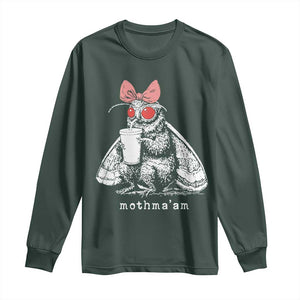 Mothma'am Pink Bow Cryptid Spooky Long Sleeve Shirt Funny Cute Coquette Mothman Legend Graphic
