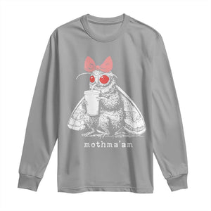 Mothma'am Pink Bow Cryptid Spooky Long Sleeve Shirt Funny Cute Coquette Mothman Legend Graphic