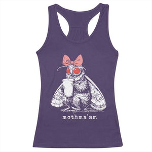 Mothma'am Pink Bow Cryptid Spooky Racerback Tank Top Funny Cute Coquette Mothman Legend Graphic