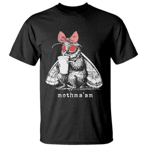Mothma'am Pink Bow Cryptid Spooky T Shirt Funny Cute Coquette Mothman Legend Graphic