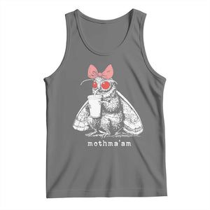 Mothma'am Pink Bow Cryptid Spooky Tank Top Funny Cute Coquette Mothman Legend Graphic