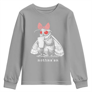 Mothma'am Pink Bow Cryptid Spooky Youth Sweatshirt Funny Cute Coquette Mothman Legend Graphic