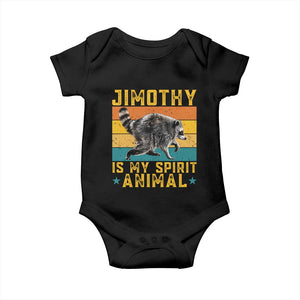 Jimothy Is My Spirit Animal Seattle Raccoon Lover Baby Onesie Retro Sunset Viral Ballard Trash Panda Graphic