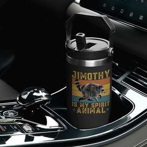 Jimothy Is My Spirit Animal Seattle Raccoon Lover Flip Straw Tumbler Retro Sunset Viral Ballard Trash Panda Graphic