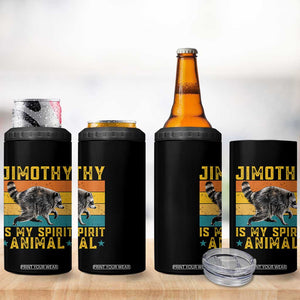 Jimothy Is My Spirit Animal Seattle Raccoon Lover 4 in 1 Can Cooler Tumbler Retro Sunset Viral Ballard Trash Panda Graphic