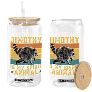 Jimothy Is My Spirit Animal Seattle Raccoon Lover Glass Can Retro Sunset Viral Ballard Trash Panda Graphic