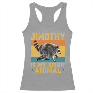 Jimothy Is My Spirit Animal Seattle Raccoon Lover Racerback Tank Top Retro Sunset Viral Ballard Trash Panda Graphic