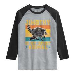 Jimothy Is My Spirit Animal Seattle Raccoon Lover Raglan Shirt Retro Sunset Viral Ballard Trash Panda Graphic