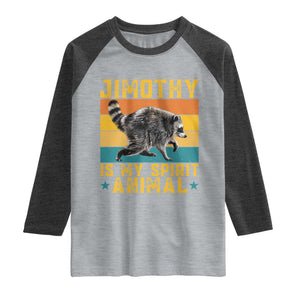 Jimothy Is My Spirit Animal Seattle Raccoon Lover Raglan Shirt Retro Sunset Viral Ballard Trash Panda Graphic