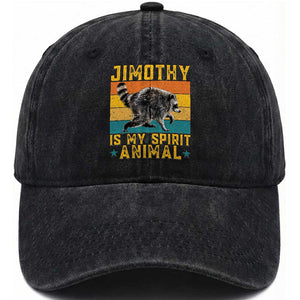 Jimothy Is My Spirit Animal Seattle Raccoon Lover Washed Cotton Baseball Cap Retro Sunset Viral Ballard Trash Panda Graphic