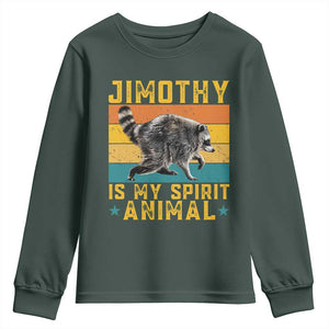 Jimothy Is My Spirit Animal Seattle Raccoon Lover Youth Sweatshirt Retro Sunset Viral Ballard Trash Panda Graphic